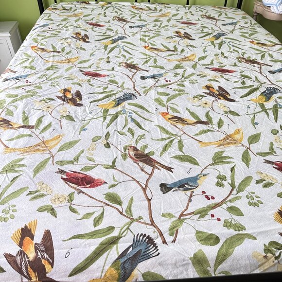 Pottery Barn Bird Duvet Cove Full Queen Spring Sparrow Button Closure :Nature - Picture 2 of 15
